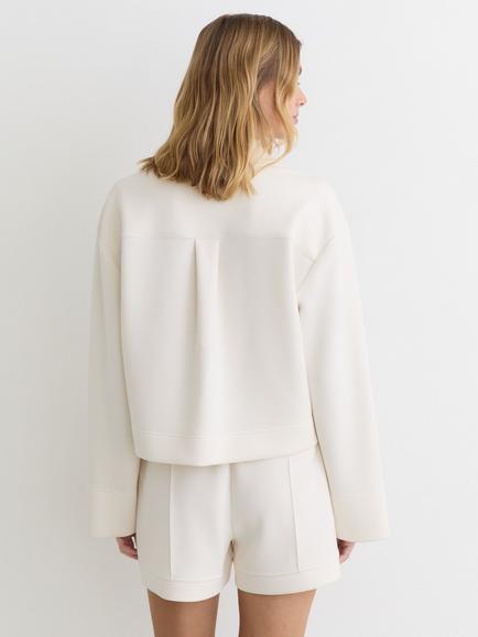Reiss Bea Loose Fit V-Neck Rugby Shirt, Ivory - view 2, Ivory