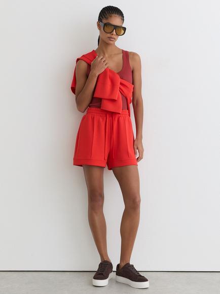 Reiss Bea Mid Rise Shorts, Coral Red, Coral Red