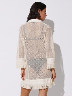 Reiss Fabienne Crochet Beach Dress, Ivory - view 2, Ivory