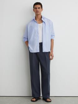 Reiss Ovante Striped Overshirt, Soft Blue, Soft Blue