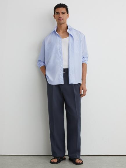Reiss Ovante Striped Overshirt, Soft Blue, Soft Blue