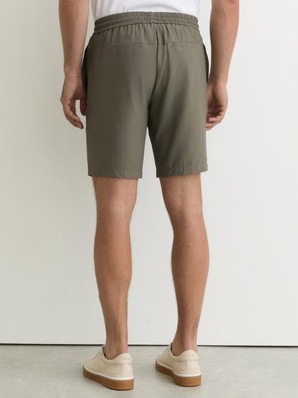 Reiss Ajay Drawstring Seersucker Shorts, Dark Sage - view 2, Dark Sage