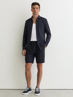 Reiss Ajay Drawstring Seersucker Shorts, Navy, Navy