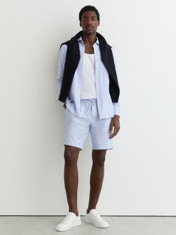 Reiss Ajay Drawstring Seersucker Shorts, Soft Blue, Soft Blue