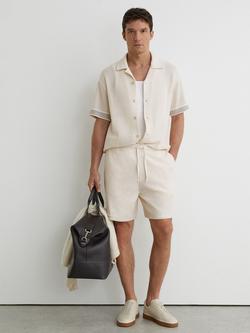 Reiss Sedaros Cotton Blend Crochet Shorts, Off White, Off White