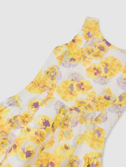 Reiss Kids' Irena Floral Dress, Yellow - view 2, Yellow