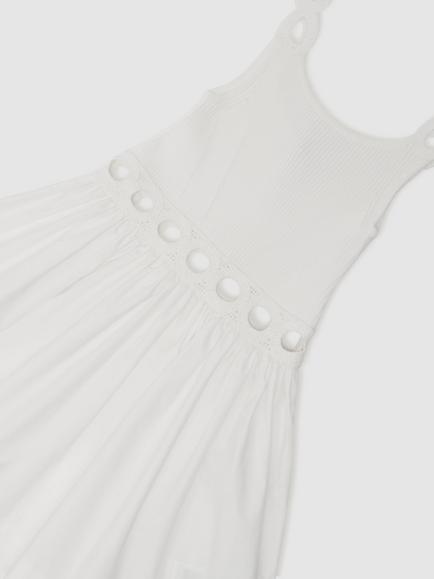 Reiss Kids' Rita Knit Woven Mix Dress, White - view 2, White