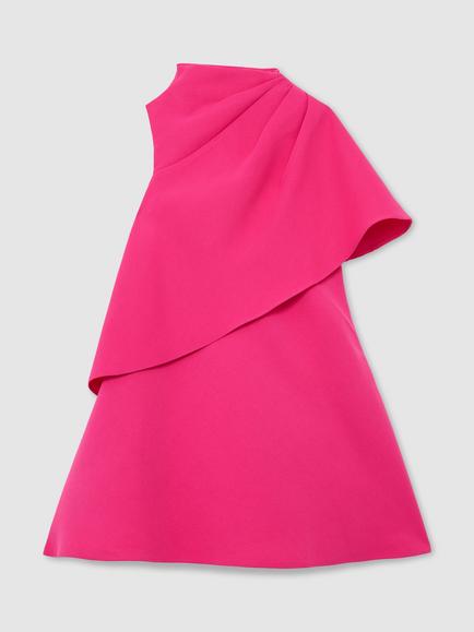 Reiss Kids' Santana Asymmetric Ruffle Dress, Pink, Pink