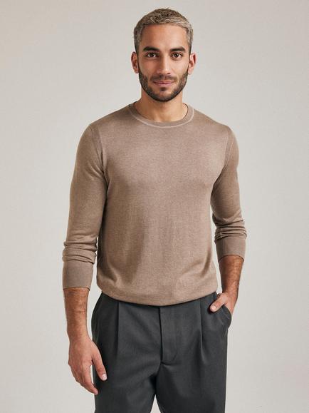 SALTS Unisex Silk Blend Fine Knit Jumper, Mink