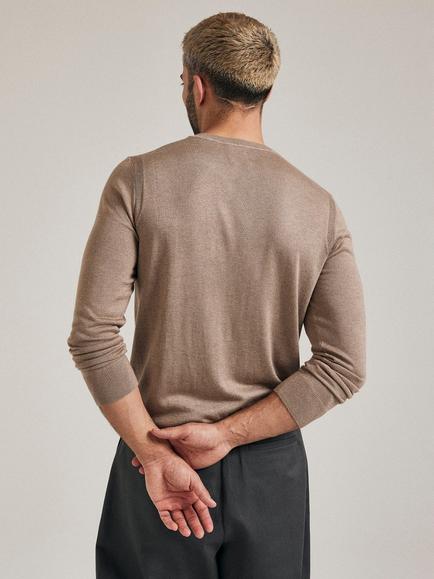 SALTS Unisex Silk Blend Fine Knit Jumper - view 2, Mink