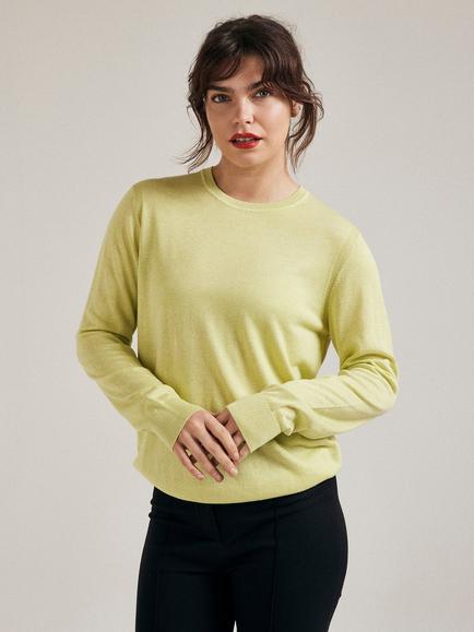 SALTS Unisex Silk Blend Fine Knit Jumper, Limeade