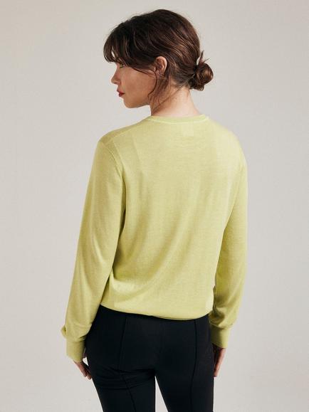 SALTS Unisex Silk Blend Fine Knit Jumper - view 2, Limeade
