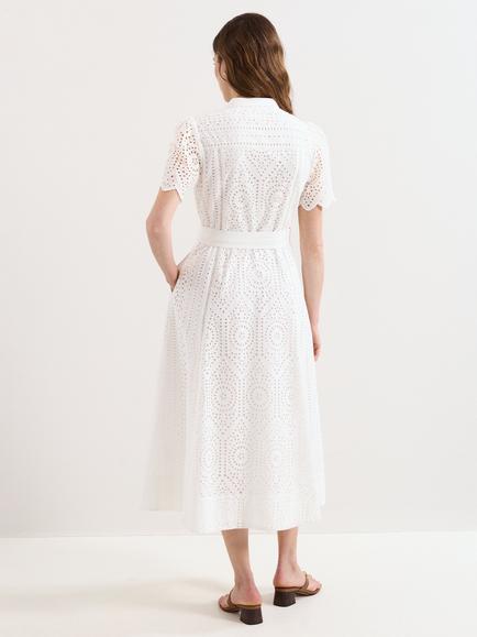 Phase Eight Aletta Broderie Midi Shirt Dress, White - view 2, White