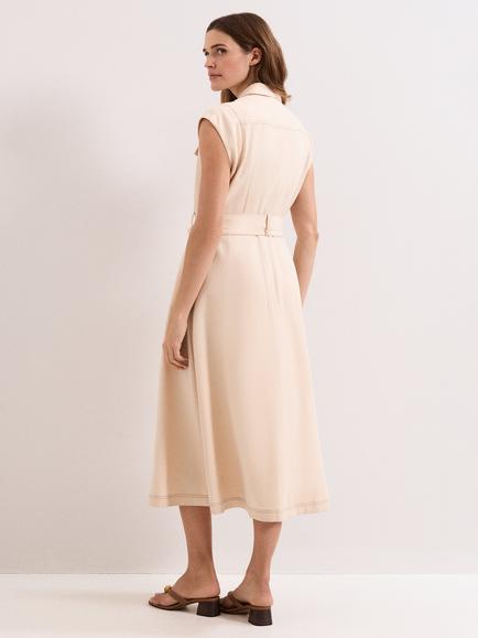 Phase Eight Alira A-Line Utility Midi Dress, Stone - view 2, Stone