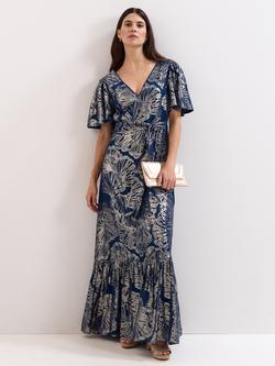 Phase Eight Collection 8 Azale Filcoupe Floral Maxi Dress, Blue, Blue