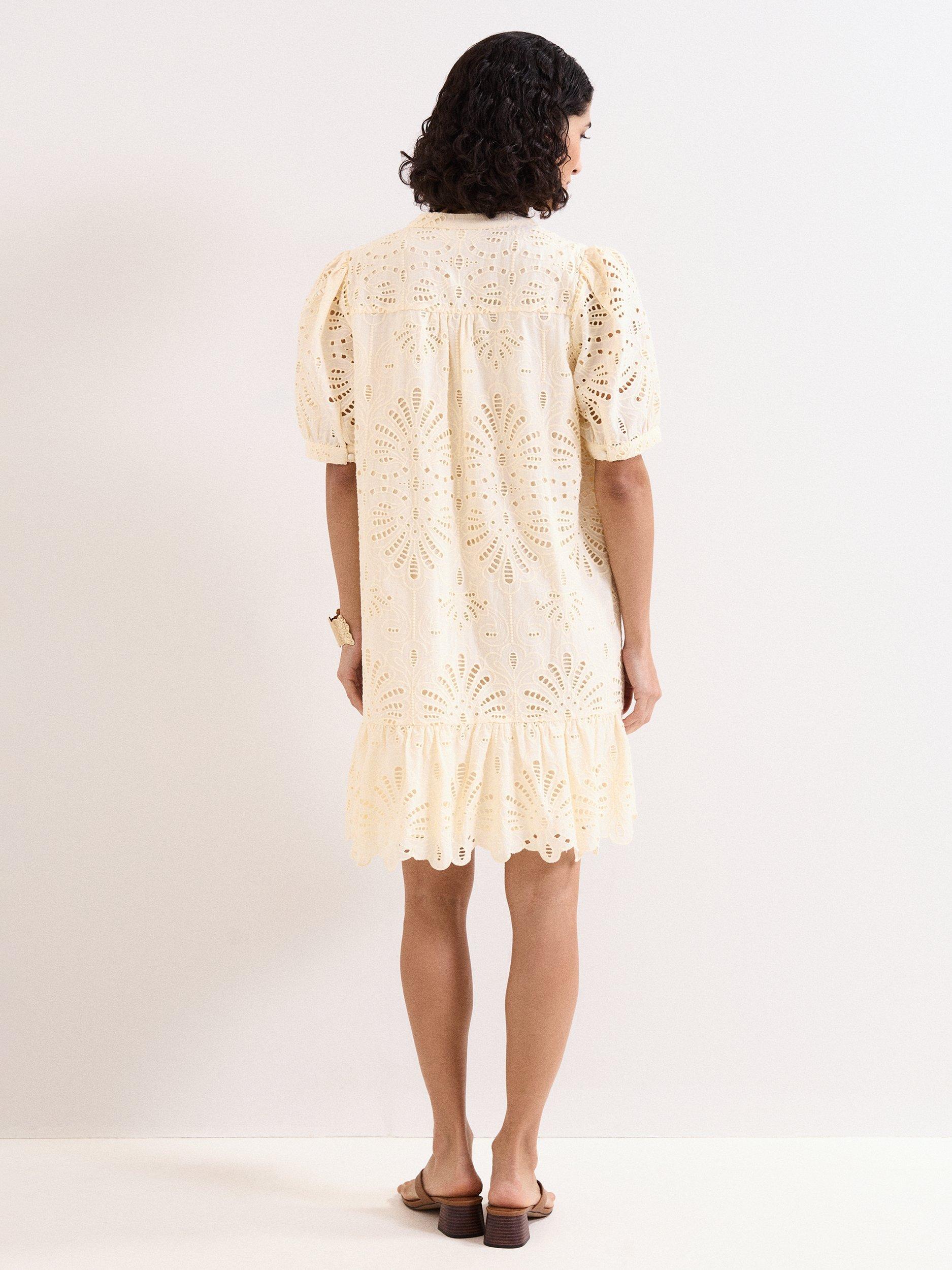Phase Eight Liliana Embroidered Short Sleeve Mini Dress, Yellow