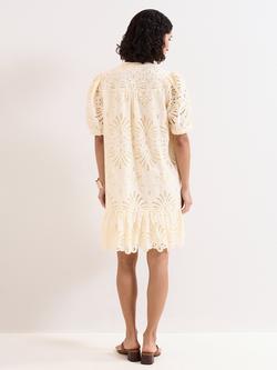 Phase Eight Liliana Embroidered Short Sleeve Mini Dress, Yellow - view 2, Yellow