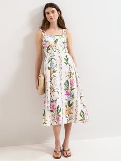 Phase Eight Lucia Linen Rich Floral Dress, Multi, Multi