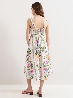 Phase Eight Lucia Linen Rich Floral Dress, Multi - view 2, Multi