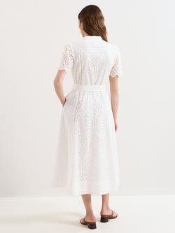 Phase Eight Aletta Petite Fit and Flare Cotton Midi Dress, White - view 2, White
