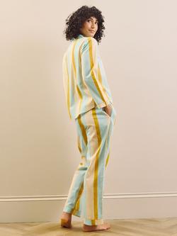 Their Nibs Summer Stripe Button Down Long Pyjama Set, Aqua Blue Multi - view 2, Aqua Blue Multi
