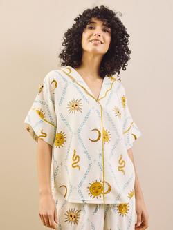 Their Nibs Summer Solstice Button Down Long Pyjama Set, White, White