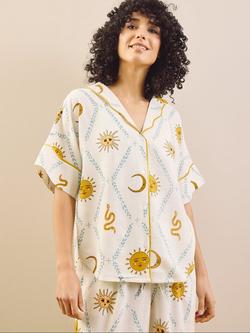 Their Nibs Summer Solstice Button Down Long Pyjama Set, White - view 2, White