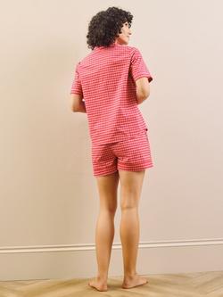 Their Nibs Gingham Button Down Short Pyjama Set, Pink - view 2, Pink