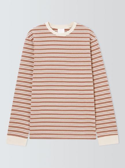 John Lewis Long Sleeve Track Stripe T-Shirt, Ecru, Ecru Base Stripe