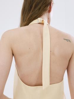 Mango Sleeveless Halterneck Tailored Top, Yellow - view 2, Yellow