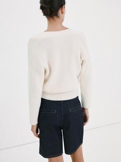 Mango Mid Rise Tailored Shorts, Blue - view 2, Blue