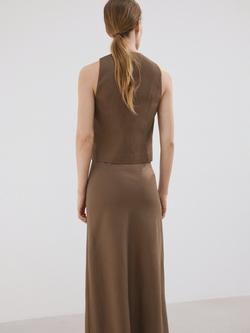 Mango Linen Blend Vest Top, Brown - view 2, Brown