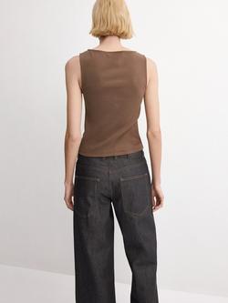 Mango Round Neck Tank Top, Taupe - view 2, Taupe