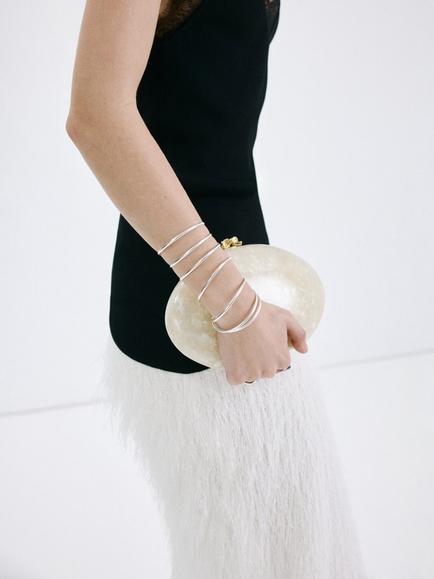 Mango Chain Strap Clutch Bag, Ice - view 2, Ice