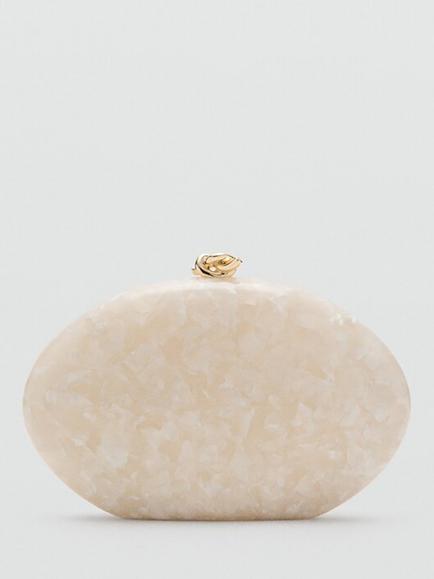 Mango Chain Strap Clutch Bag, Ivory, Ivory