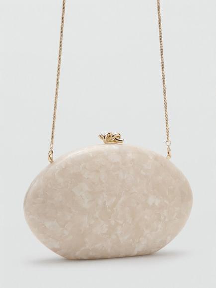 Mango Chain Strap Clutch Bag, Ivory - view 2, Ivory