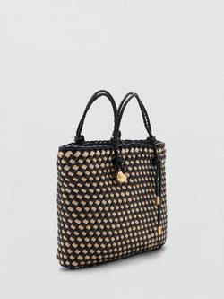 Mango Woven Tote Bag, Black, Black