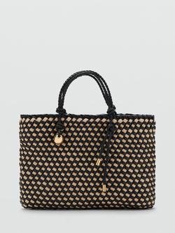 Mango Woven Tote Bag, Black - view 2, Black