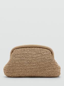 Mango Woven Frame Chain Strap Clutch Bag, Beige - view 2, Beige