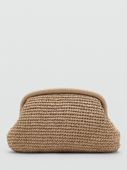 Mango Woven Frame Chain Strap Clutch Bag, Beige - view 2, Beige