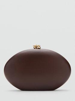 Mango Chain Strap Clutch Bag, Brown, Brown