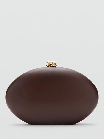 Mango Chain Strap Clutch Bag, Brown, Brown