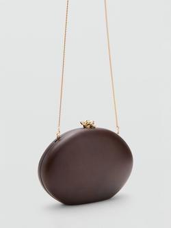 Mango Chain Strap Clutch Bag, Brown - view 2, Brown