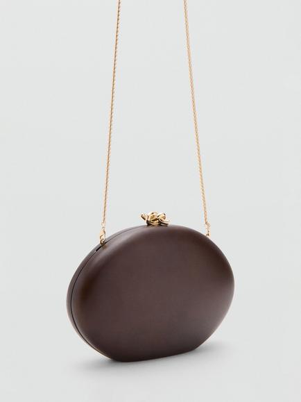 Mango Chain Strap Clutch Bag, Brown - view 2, Brown