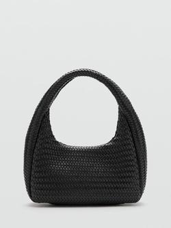 Mango Woven Shoulder Bag, Black, Black