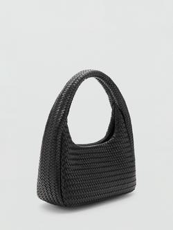 Mango Woven Shoulder Bag, Black - view 2, Black