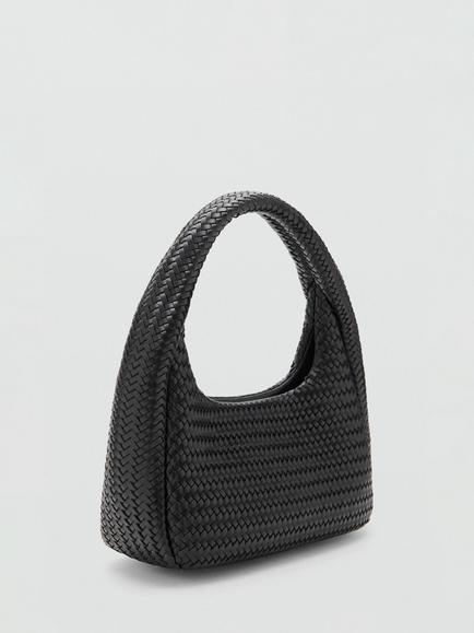 Mango Woven Shoulder Bag, Black - view 2, Black
