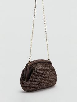 Mango Woven Chain Strap Clutch Bag, Chocolate, Chocolate