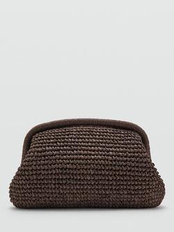 Mango Woven Chain Strap Clutch Bag, Chocolate - view 2, Chocolate