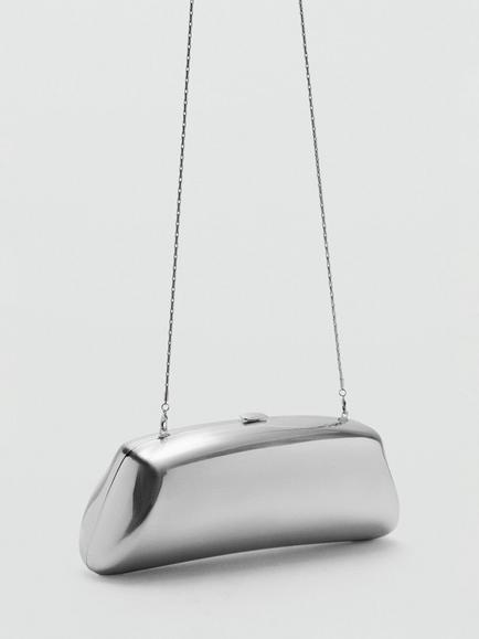 Mango Chain Strap Clutch Bag, Silver, Silver